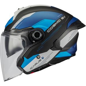 Kask motocyklowy otwarty MT Cosmo SV Icarus B7 matowy czarno-niebiesko-szary