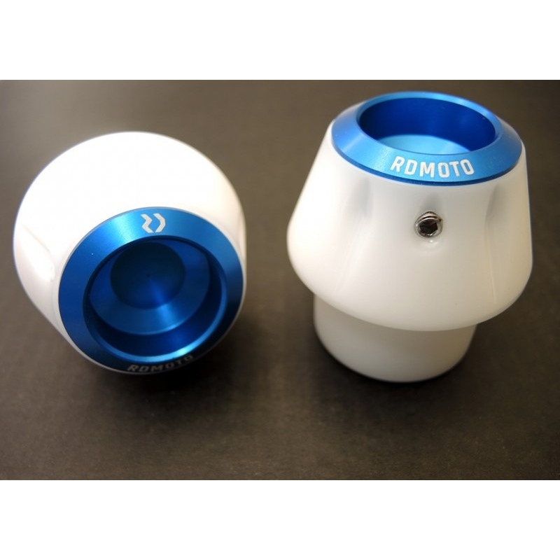 Crash protectors RDMOTO white with blue caps