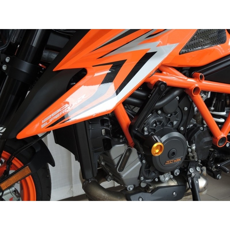 Crash protectors RDMOTO white with blue caps