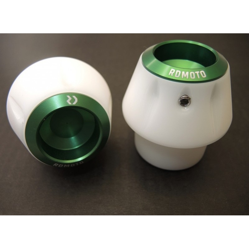 Crash protectors RDMOTO white with green caps