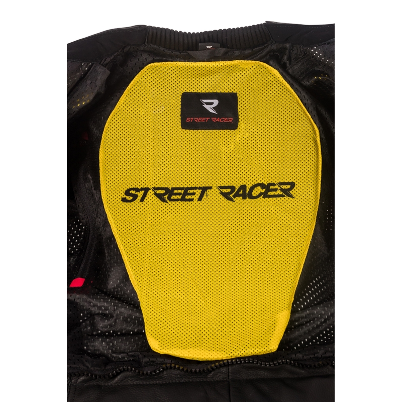 Skórzana kurtka motocyklowa Street Racer Fasttrack czarno-biało-fluo żółta wyprzedaż