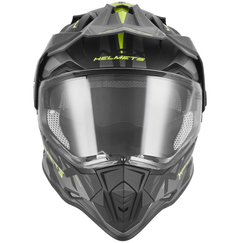 Kask motocyklowy enduro NOX N312 Track matowy czarno-fluo żółty