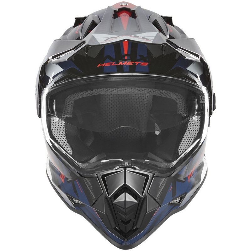 Kask motocyklowy enduro NOX N312 Track niebiesko-czerwony