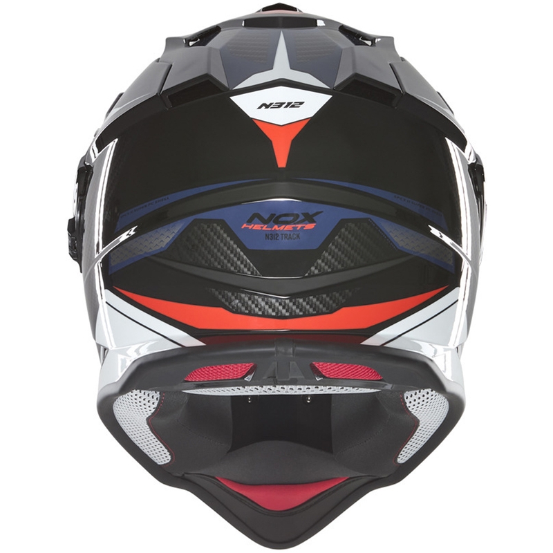 Kask motocyklowy enduro NOX N312 Track niebiesko-czerwony