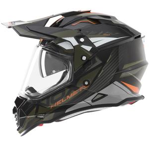 Kask motocyklowy enduro NOX N312 Track khaki-pomarańczowy