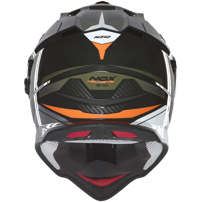 Kask motocyklowy enduro NOX N312 Track khaki-pomarańczowy