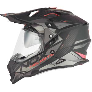 Kask motocyklowy enduro NOX N312 Track matowy czarno-czerwony