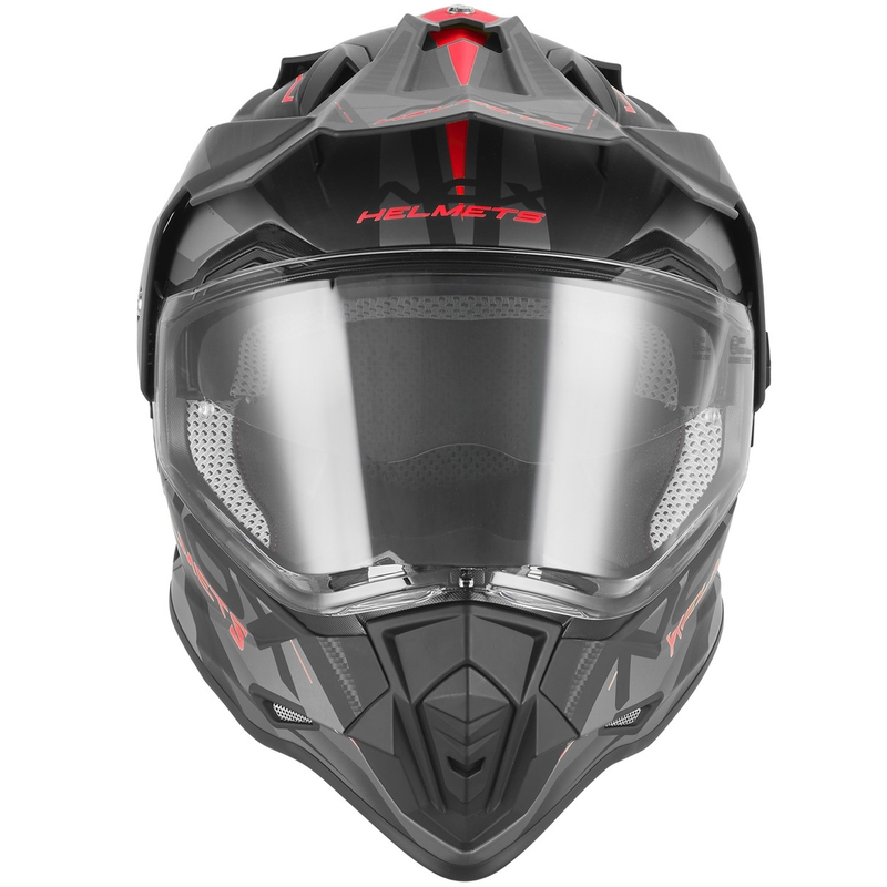 Kask motocyklowy enduro NOX N312 Track matowy czarno-czerwony