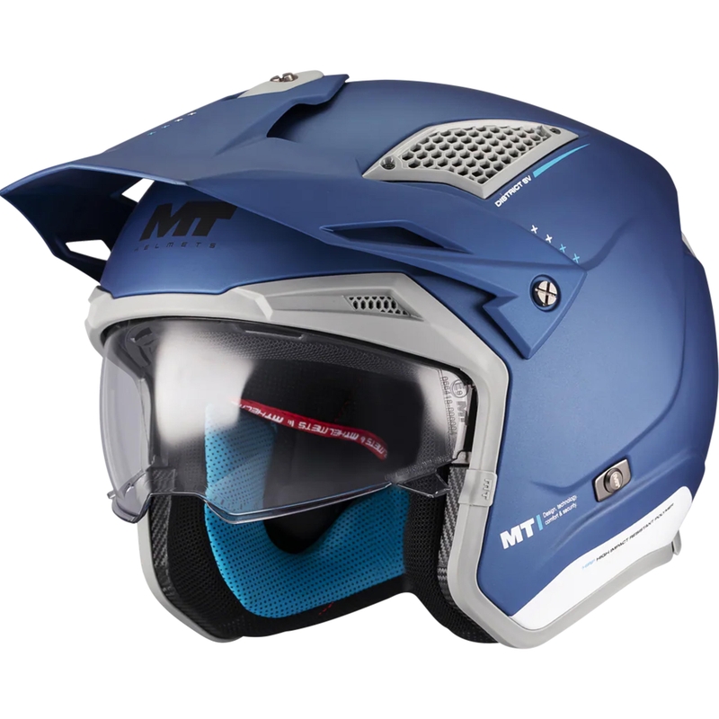 Kask motocyklowy otwarty MT District SV S Soul C7 matowy niebiesko-szary