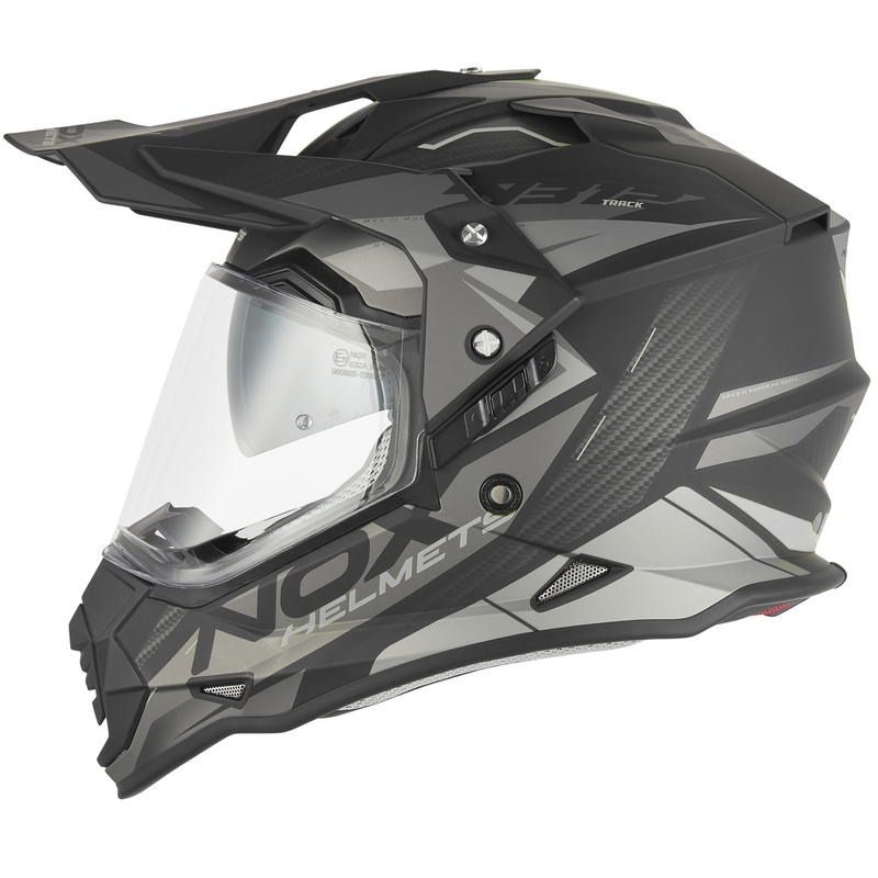 Kask motocyklowy enduro NOX N312 Track matowy czarno-srebrny