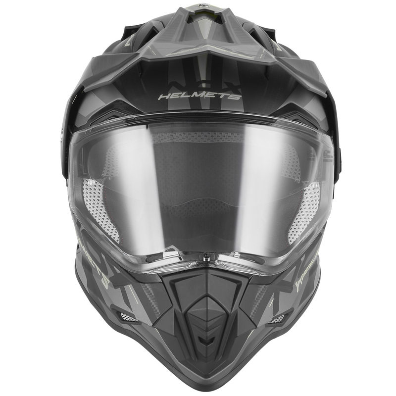 Kask motocyklowy enduro NOX N312 Track matowy czarno-srebrny