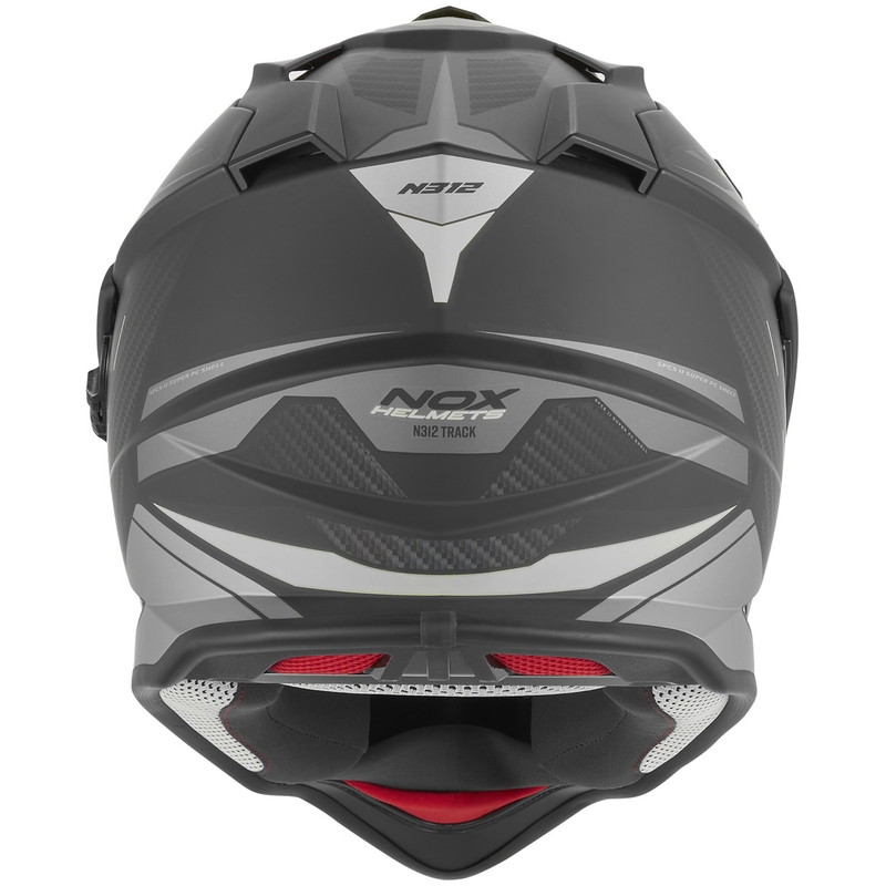 Kask motocyklowy enduro NOX N312 Track matowy czarno-srebrny