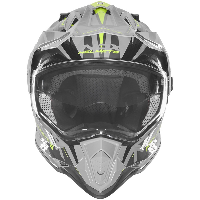 Kask motocyklowy enduro NOX N312 Track szaro-fluo żółty