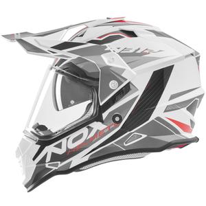 Kask motocyklowy enduro NOX N312 Track biało-czerwony
