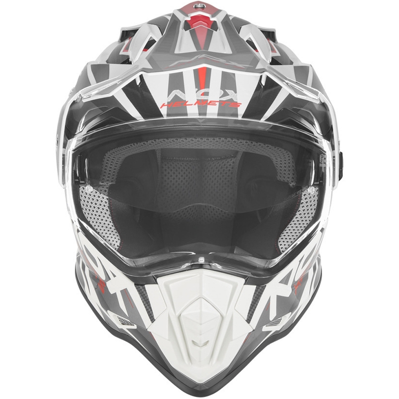 Kask motocyklowy enduro NOX N312 Track biało-czerwony