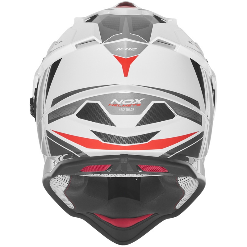 Kask motocyklowy enduro NOX N312 Track biało-czerwony