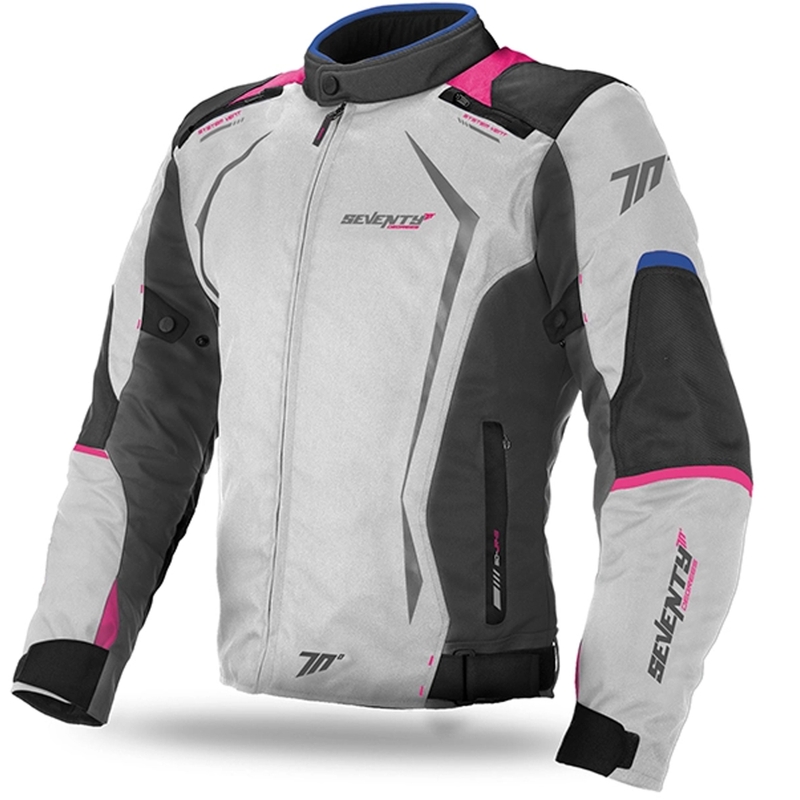 Kurtka motocyklowa damska SEVENTY DEGREES SD-JR49 szaro-niebiesko-różowa