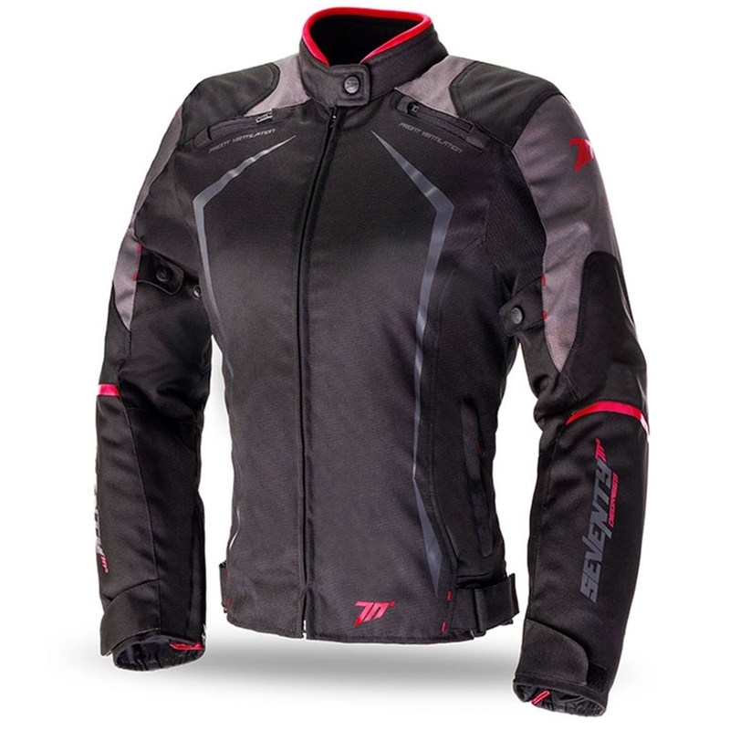 Kurtka motocyklowa damska SEVENTY DEGREES SD-JR49 czarno-czerwona