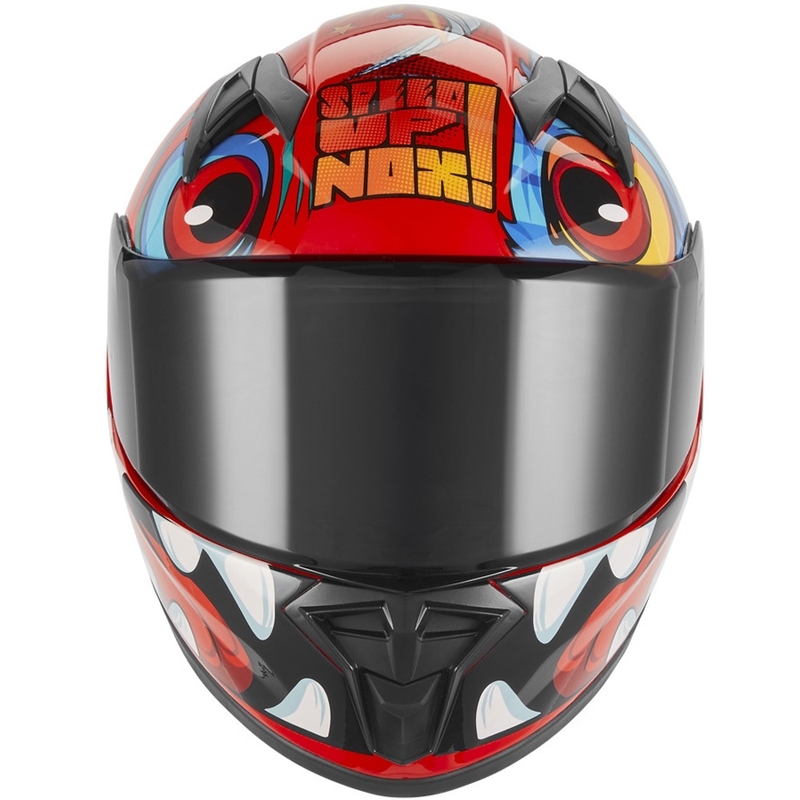 Kask motocyklowy integralny dziecięcy NOX N731 Scrappy czerwono-wielokolorowy