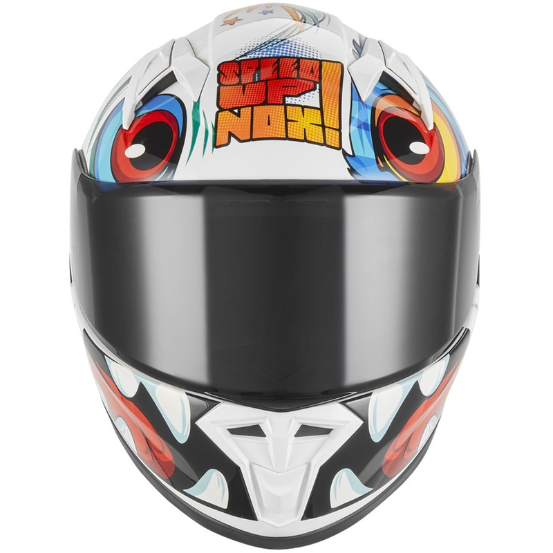 Kask motocyklowy integralny dziecięcy NOX N731 Scrappy biało-wielokolorowy
