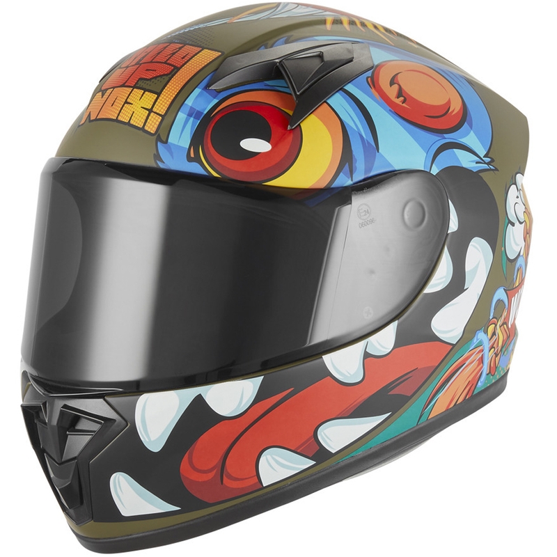 Kask motocyklowy integralny dziecięcy NOX N731 Scrappy khaki-wielokolorowy