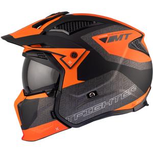Kask otwarty z maską MT Streetfighter SV Totem B4 czarno-szaro-pomarańczowy - II gatunek - II. jakość