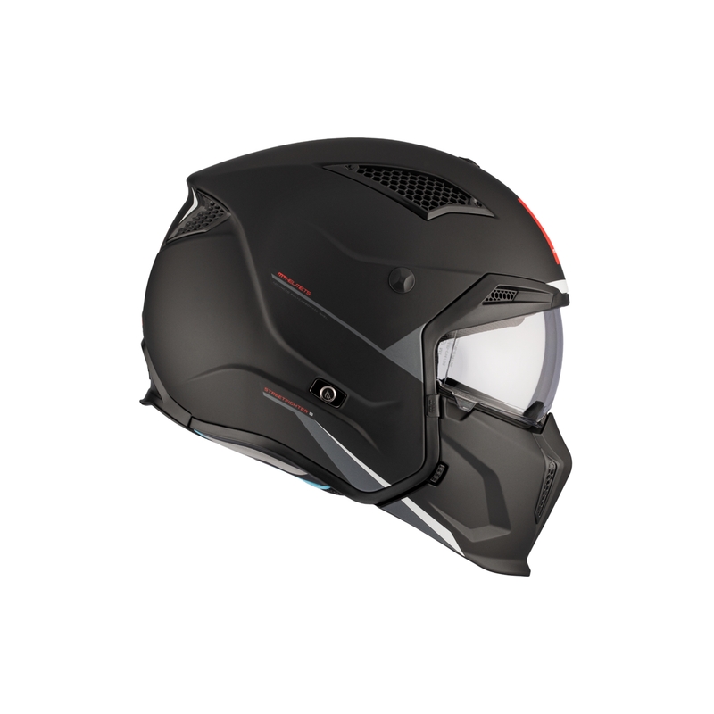 Kask otwarty z maską MT Streetfighter SV S Solid A1 czarny mat z wizjerem irydowym - II gatunek - II. jakość