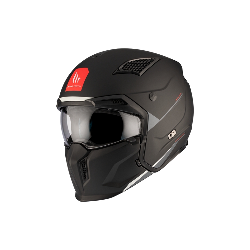Kask otwarty z maską MT Streetfighter SV S Solid A1 czarny mat z wizjerem irydowym - II gatunek - II. jakość