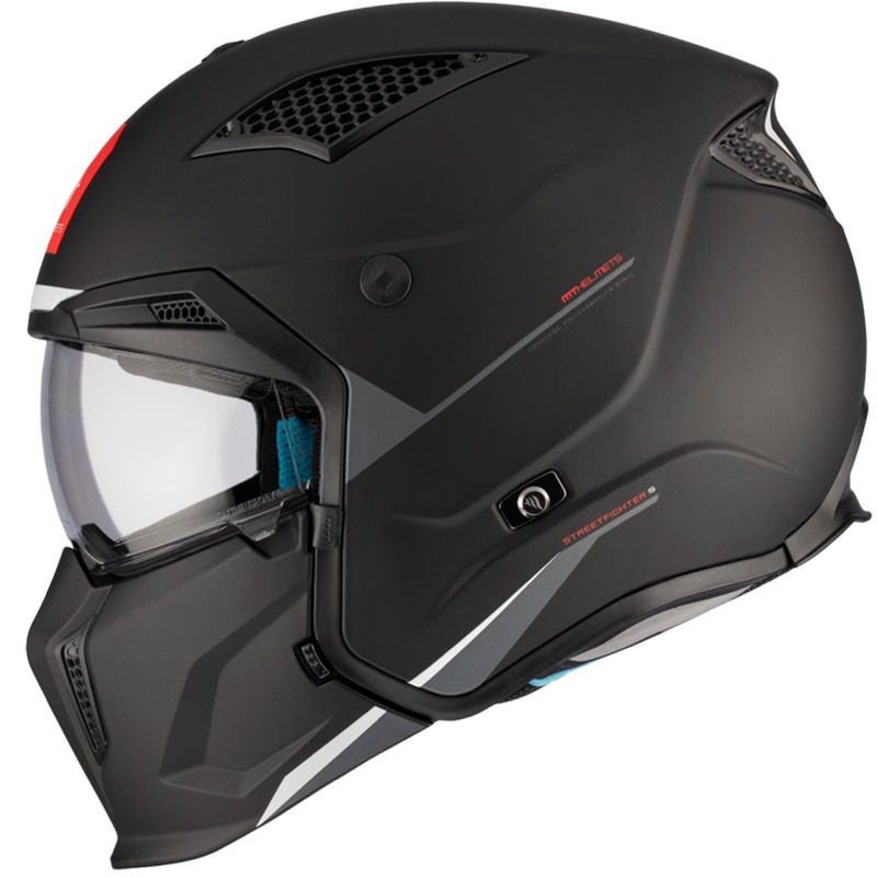 Kask otwarty z maską MT Streetfighter SV S Solid A1 czarny mat z wizjerem irydowym - II gatunek - II. jakość