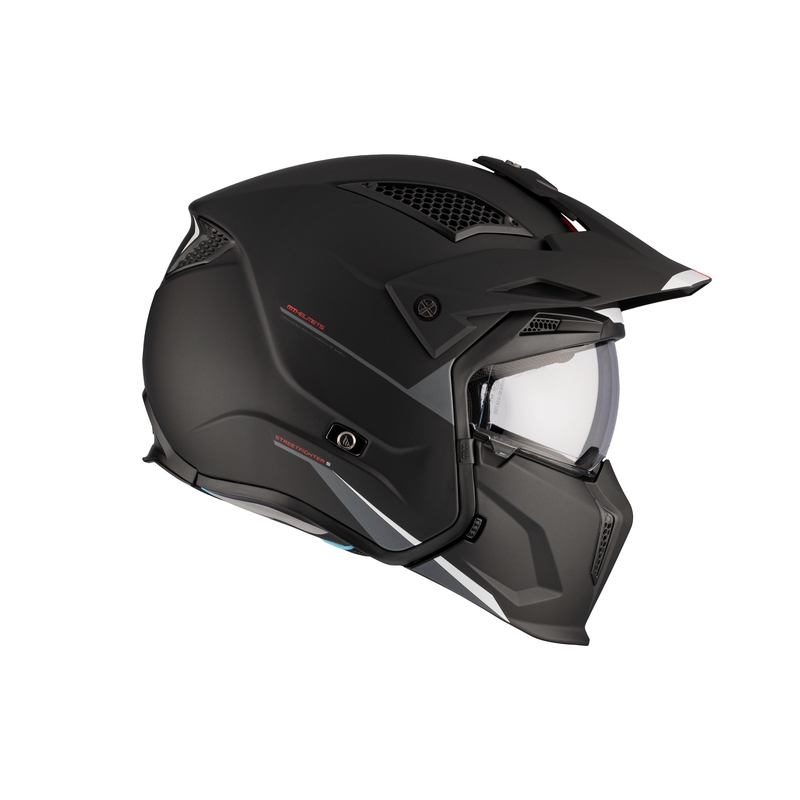 Kask otwarty z maską MT Streetfighter SV S Solid A1 czarny mat z wizjerem irydowym - II gatunek - II. jakość