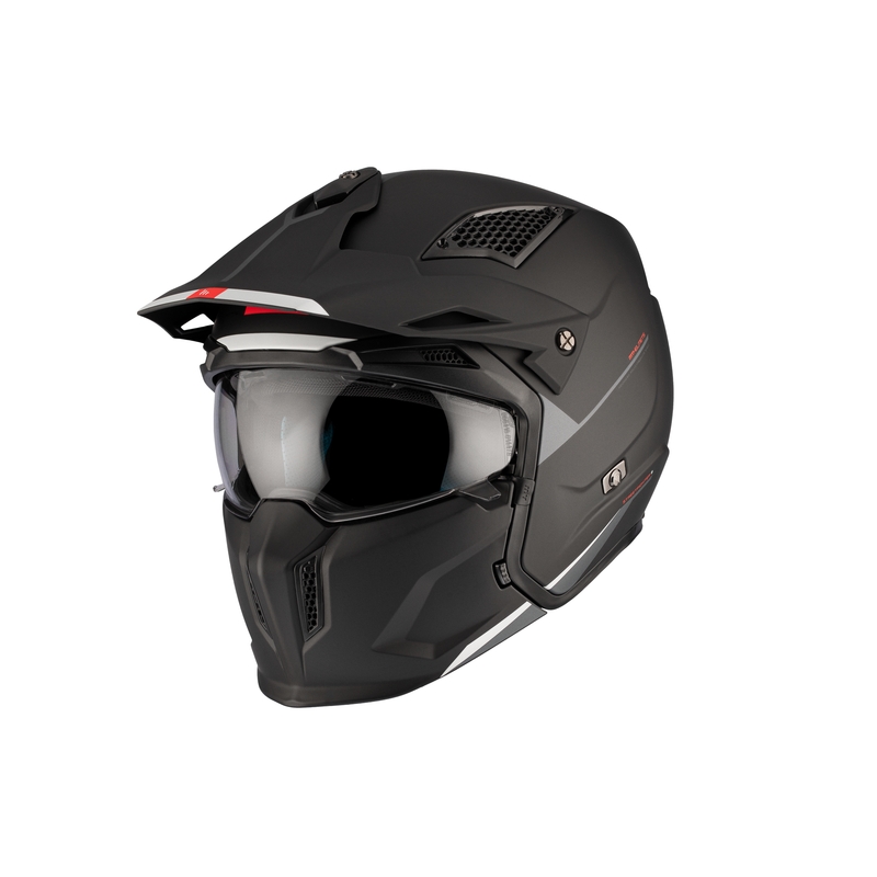 Kask otwarty z maską MT Streetfighter SV S Solid A1 czarny mat z wizjerem irydowym - II gatunek - II. jakość