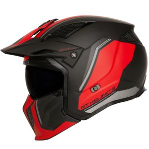 Kask otwarty z maską MT Streetfighter SV S TWIN C5 czarno-czerwony z wizjerem irydowym - II gatunek - II. jakość