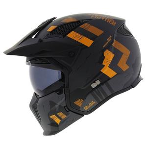 Kask otwarty z maską MT Streetfighter SV S Skull A12 szaro-pomarańczowy z wizjerem irydowym - II gatunek - II. jakość