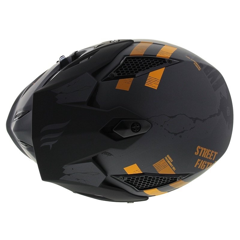 Kask otwarty z maską MT Streetfighter SV S Skull A12 szaro-pomarańczowy z wizjerem irydowym - II gatunek - II. jakość