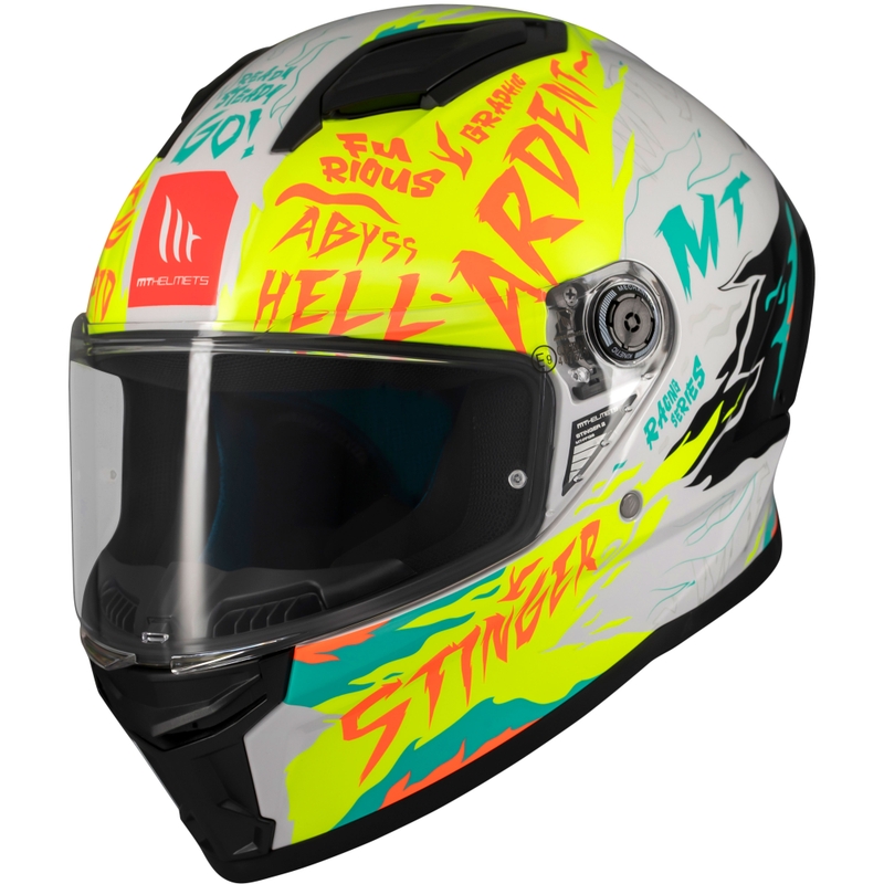 Kask motocyklowy integralny MT Stinger 2 Ardent biało-żółty - II gatunek - II. jakość
