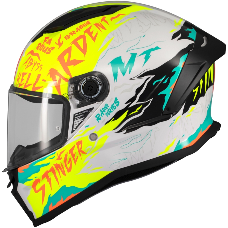 Kask motocyklowy integralny MT Stinger 2 Ardent biało-żółty - II gatunek - II. jakość