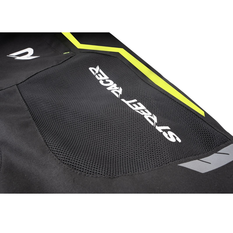 Spodnie motocyklowe Street Racer Flex Air czarno-fluo-żółte - II gatunek - II. jakość