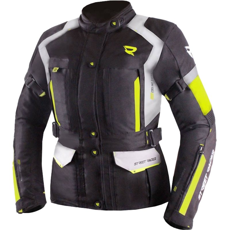 Kurtka motocyklowa damska Street Racer Hilax czarno-szaro-fluo-żółta - II gatunek - II. jakość
