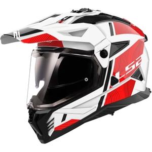 Kask motocyklowy enduro LS2 MX702 PIONEER II HILL biało-czerwony