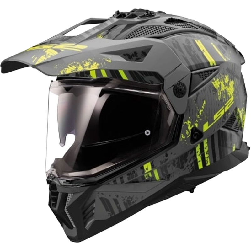 Kask motocyklowy enduro LS2 MX702 PIONEER II CRAZY czarno-fluo żółty