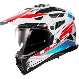 Kask motocyklowy enduro LS2 MX702 PIONEER II NAMIB biało-niebiesko-czerwony
