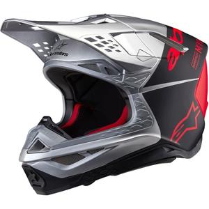 Kask motocrossowy Alpinestars Supertech S-M10 Flood matowy srebrno-czarno-pomarańczowy fluo