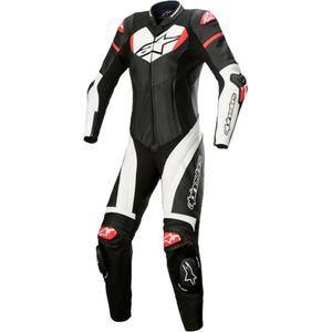 Damski jednoczęściowy kombinezon skórzany Alpinestars STELLA GP PLUS 2 Czarno-biało-fluoczerwony