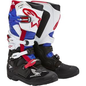 Buty motocyklowe Alpinestars Tech 7 Enduro Drystar Honda w kolorze czarno-niebiesko-biało-czerwonym