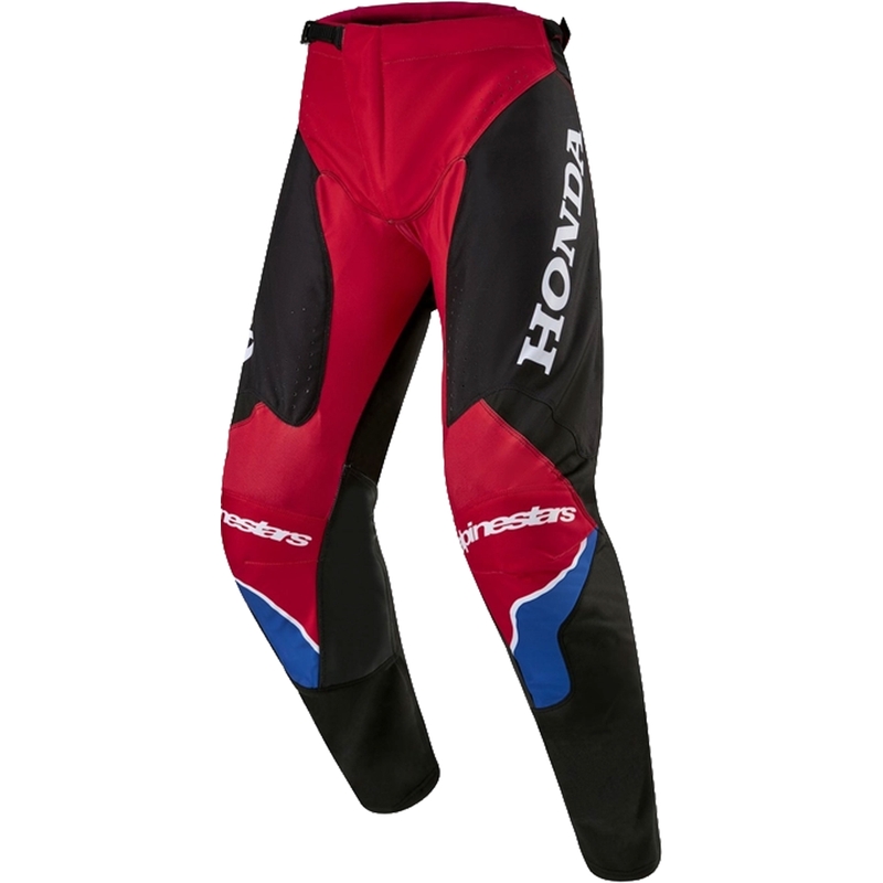Kolekcja spodni motocrossowych Alpinestars Racer Iconic Honda w kolorze czerwono-czarno-niebiesko-białym
