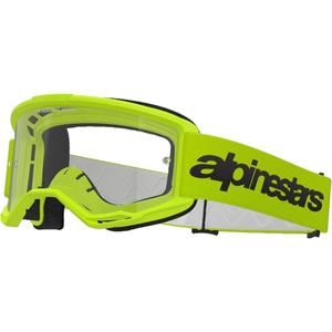 Gogle motocrossowe Alpinestars Vision 3 Wordmark fluo żółte z przezroczystą plexi