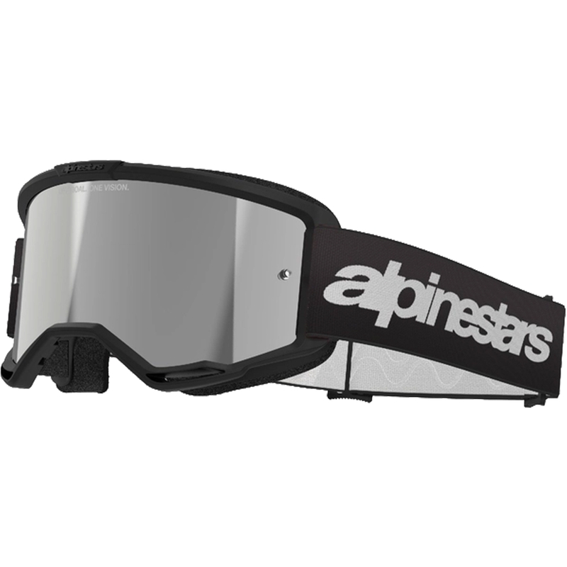 Gogle motocrossowe Alpinestars Vision 3 Wordmark w kolorze czarnym z lustrzaną srebrną pleksiglasem