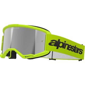 Gogle motocrossowe Alpinestars Vision 3 Wordmark fluo żółte z odblaskową srebrną pleksi