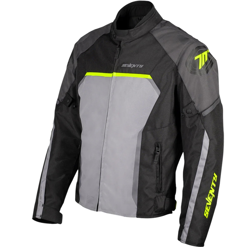 Kurtka motocyklowa Seventy Degrees SD-JR65 Piston czarno-szaro-fluo-żółta
