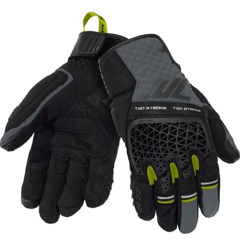 Rękawice motocyklowe Seventy Degrees SD-N60 Two Stroke w kolorze czarno-szaro-fluo-żółtym